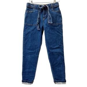 Mini Boden Girls Jeans sz 12 Belted Waist Tapered Leg sz 12 Medium Wash Jeans